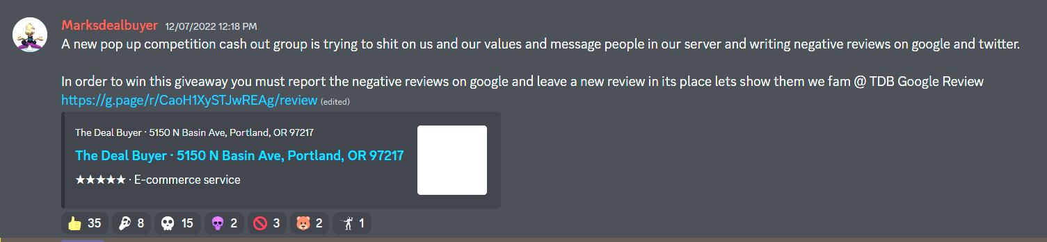 TheDealBuyer’s Fake Google Reviews